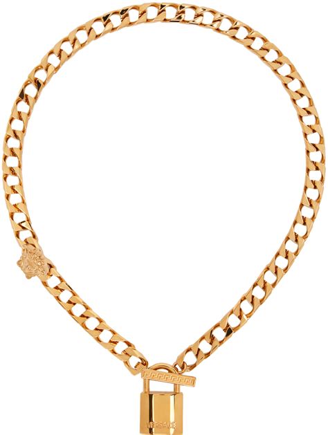 versace gold chain only necklaces|Versace lock statement necklace.